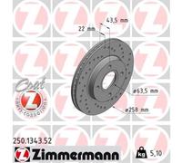 ZIMMERMANN Bremsscheibe SPORT COAT Z vorne rechts links Gelocht 258mm für MAZDA FORD 250.1343.52