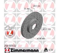 ZIMMERMANN 2x Bremsscheibe vorne Ø278 mm für Ford C-Max II DXA/CB7 DXA/CEU 1.0