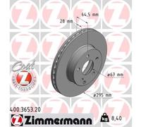 ZIMMERMANN 2x Bremsscheibe vorne Ø295 mm Innenbelüftet für Mercedes C-Klasse