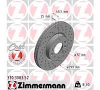 ZIMMERMANN Bremsscheibe SPORT COAT Z vorne rechts links Gelocht 299mm für MAZDA 370.3083.52