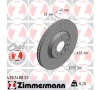 ZIMMERMANN 2x Bremsscheibe vorne Ø308 mm außenbelüftet für Opel Adam M13 1.0
