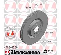 Zimmermann Bremsscheibe 400.3670.20 COAT Z 375 mm innenbelüftet vorne für Mercedes‑Benz