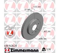 ZIMMERMANN Bremsscheibe COAT Z 400142620 Vorderachse belüftet 284mm 22mm für Mercedes