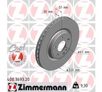 2x Zimmermann 400.3693.20 Bremsscheibe für MERCEDES BENZ CLA B KLASSE A GLA
