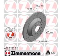 ZIMMERMANN Bremsscheibe hinten rechts links Gelocht 300mm für SKODA (SVW) VW (FAW) MG AUDI VAG 600.3252.52