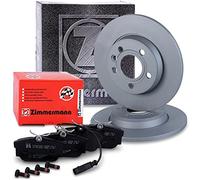 ZIMMERMANN Bremsenset Hinterachse inkl. Bremsscheiben Ø 280 mm Voll + Bremsbeläge hinten + Verschleißkontakt Kompatibel mit VW TRANSPORTER T4