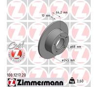 Otto Zimmermann GmbH Bremsscheibe COAT Z 100.1217.20 Hinterachse Ø245mm 10mm voll