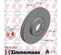 2x ZIMMERMANN Bremsscheibe SPORT COAT Z 150.3449.52