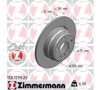 ZIMMERMANN Bremsscheibe 150129920 Hinterachse voll 324mm 12mm für BMW