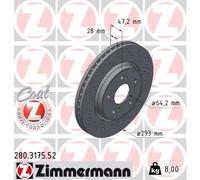 ZIMMERMANN Bremsscheibe SPORT COAT Z Ø293 mm gelocht vorne rechts/links für Honda 280.3175.52