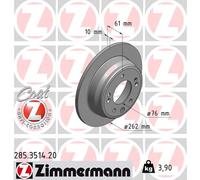 ZIMMERMANN Bremsscheibe COAT Z 285.3514.20 hinten rechts/links 262 mm für Hyundai & Kia (DYK/Beijing)