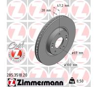 ZIMMERMANN Bremsscheibe 285351820 Vorderachse belüftet 300mm 28mm für HYUNDAI KIA (DYK)
