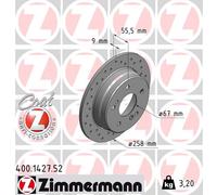 Zimmermann Bremsscheibe 400.1427.52 Coat Z Ø258 mm hinten passend für Mercedes C-Klasse 2x