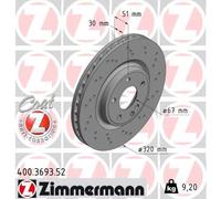 ZIMMERMANN Bremsscheibe 400369352 Vorderachse Gelocht 320mm 30mm für Mercedes (BBDC) INFINITI