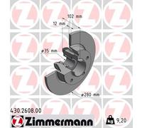 ZIMMERMANN Bremsscheibe 430.2608.00 passend für NISSAN OPEL RENAULT