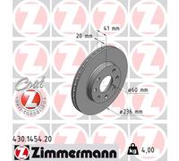 ZIMMERMANN Bremsscheibe 430145420 Vorderachse belüftet 236mm 20mm für Opel GM