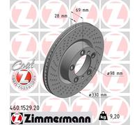 Zimmermann Bremsscheibe 460.1529.20 COAT Z Ø330 mm vorne links angesenkt für Porsche 981/982/718