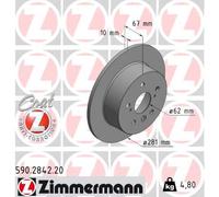 Zimmermann Bremsscheibe 590.2842.20 hinten rechts/links voll 281 mm für Lexus, Toyota