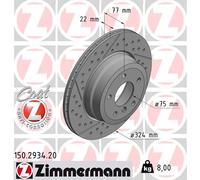 ZIMMERMANN Bremsscheibe COAT Z hinten rechts links angesenkt 324mm für BMW 34216795754 150.2934.20