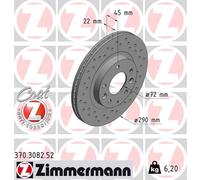 2x Zimmermann 370.3082.52 Bremsscheibe für MAZDA MX 5 NC