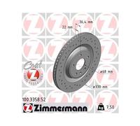 2x ZIMMERMANN Bremsscheibe SPORT COAT Z Hinten 100.3358.52
