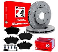 Zimmermann Sport Bremsscheiben + Beläge vorne | 400.3678.52 + 25326.190.1 + Wk Kompatibel mit A-Klasse (W176),B-Klasse Sports Tourer (W246, W242),CLA Coupe (C117)