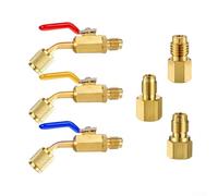 ZiStarlilife 6-teiliges Auto-Klimaanlagen-Wartungsset mit 45-Grad-Winkel-Kugelhähnen aus Kupfer, R12, R134a, R22, R410a, Vakuumpumpen-Adapter für HVAC-Systeme