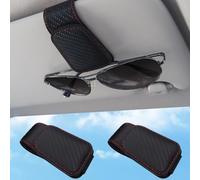 ZORTAXKFV 2 Set Brillenhalter Für VW Golf 6 GTI Golf 7 GTI Golf Tdi Golf Sportsvan 2000-2023 2024 Auto Sonnenblende, Leder Sonnenbrillen Halterung Für Auto Visier Zubehör,E/Carbon Fiber