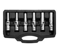 ZÜNDKERZEN GESCHWINDERSATZ 6-tlg Gelenk, 8 9 10 12 14 16mm, CrV Stahl, Tragekoff