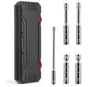 Zündkerzenschlüssel，Drehmomentschlüssel,Magnet Universal Flexibel zündkerzenschlüssel (Schwarzes 6-teiliges Set mit Kunststoffkoffer)