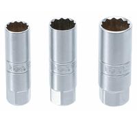 BGS Zündkerzen-Einsatz-Satz Zwölfkant Antrieb Innenvierkant 10 mm (3/8 Zoll) SW 14 - 16 - 18 mm 3 teilig