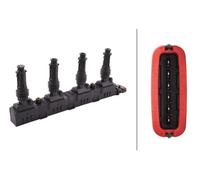 HELLA 5DA 358 000-201 Zündspule - 12V - 6-polig - inkl. Zündkerzenstecker - geschraubt