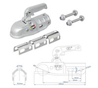 Zugkugelkupplung rund 35-50mm 3000kg für Anhänger Kugelkupplung gebremst Zugmaul