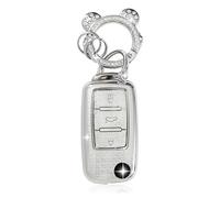 ZVRSUA Autoschlüssel Schutzhülle Passt für VW,Autoschlüssel hülle 3 Tasten Kompatibel mit Vw Caddy Jetta Bora Beetle Golf Polo Passat Scirocco Sharan Touran Tiguan T5 Skoda Seat Ibiza Leon (Silber)