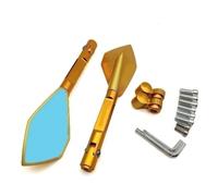 ZWBHNB Motorrad-Seitenrückspiegel Für Yamaha WR450F WR250R WR250X WR450, Verstellbarer Lenker-Links-Rechts-Reflektorspiegel Konvexspiegel(Gold)