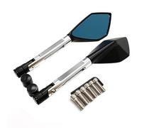 ZWBHNB Motorrad-Seitenspiegel Für Yamaha XJR1300 XJ6 Vmax MT01 MT-03 TDM 900 FZ1 FZ6 YBR Zusatz-Parkspiegel Konvexspiegel(Silber)