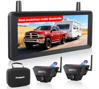 Zwei Solar Rückfahrkamera Kabellose Magnet 2 Min DIY Installation | 7,2 Zoll 1080P Dual Channel Monitor mit DVR Aufnahme Dual Rückfahrkameras Wohnmobil Camper Anhänger Pferdeanhänger