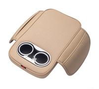 ZWEquipint Leder Auto Armlehne Box Erhöhung Pad mit Tasche, Mittelkonsole Abdeckung für Ellenbogenstütze, Innenzubehör für die meisten Fahrzeugmodelle, Schwarz (Beige)