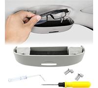 ZXAJDWNU Für BMW X1 E84 2010 2011 2012 2013 2014 2015 Auto Brillenhalter Brillenetui, Universal Sonnenbrillenhalter ABS Sonnenblende Aufbewahrungsbox Multifonction Innenraum Zubehör,C/Gray