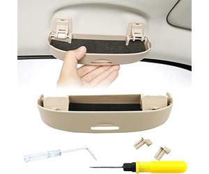 ZXAJDWNU Für BMW X1 E84 2010 2011 2012 2013 2014 2015 Auto Brillenhalter Brillenetui, Universal Sonnenbrillenhalter ABS Sonnenblende Aufbewahrungsbox Multifonction Innenraum Zubehör,B/Beige